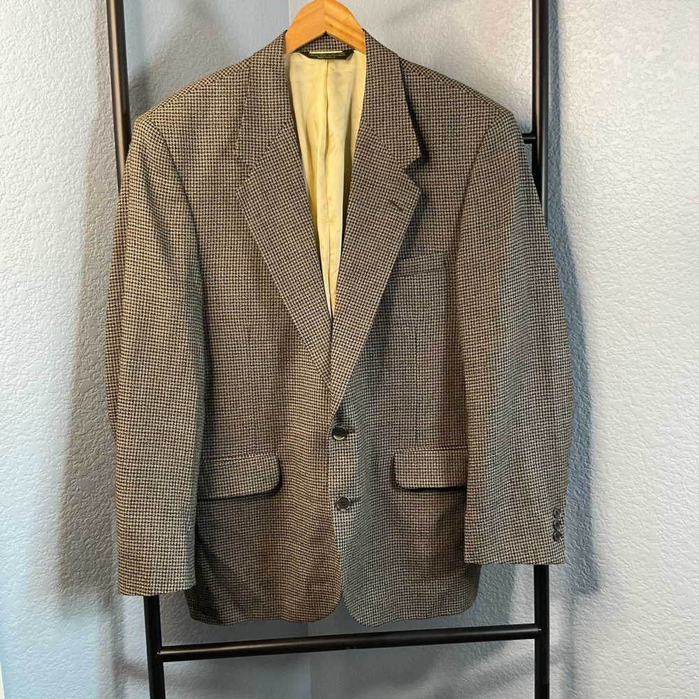 Botany 500 Wool Brown and tan vintage 90s houndstooth blazer blazer 48R